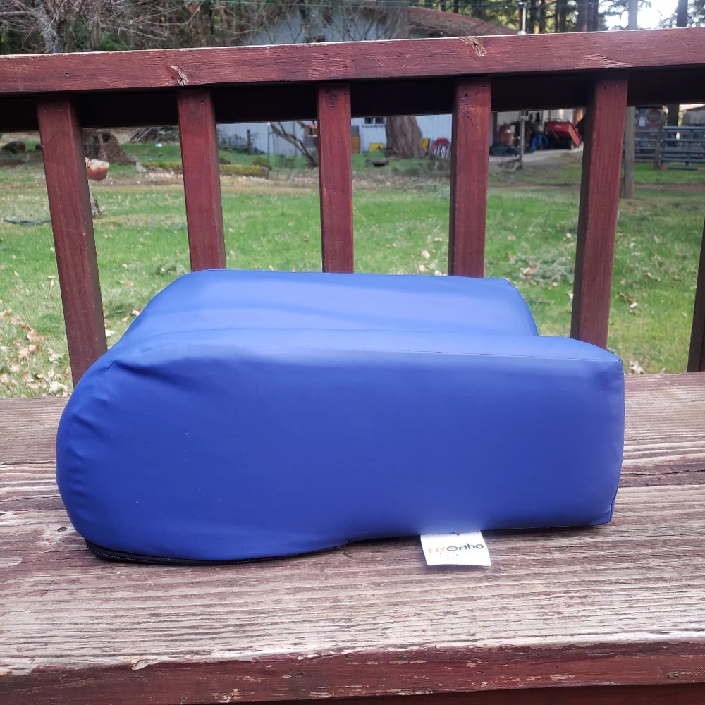 NY Ortho One leg - Zero-G Pillow ULTRA Heel Pillow/Cushion With Blue Cover